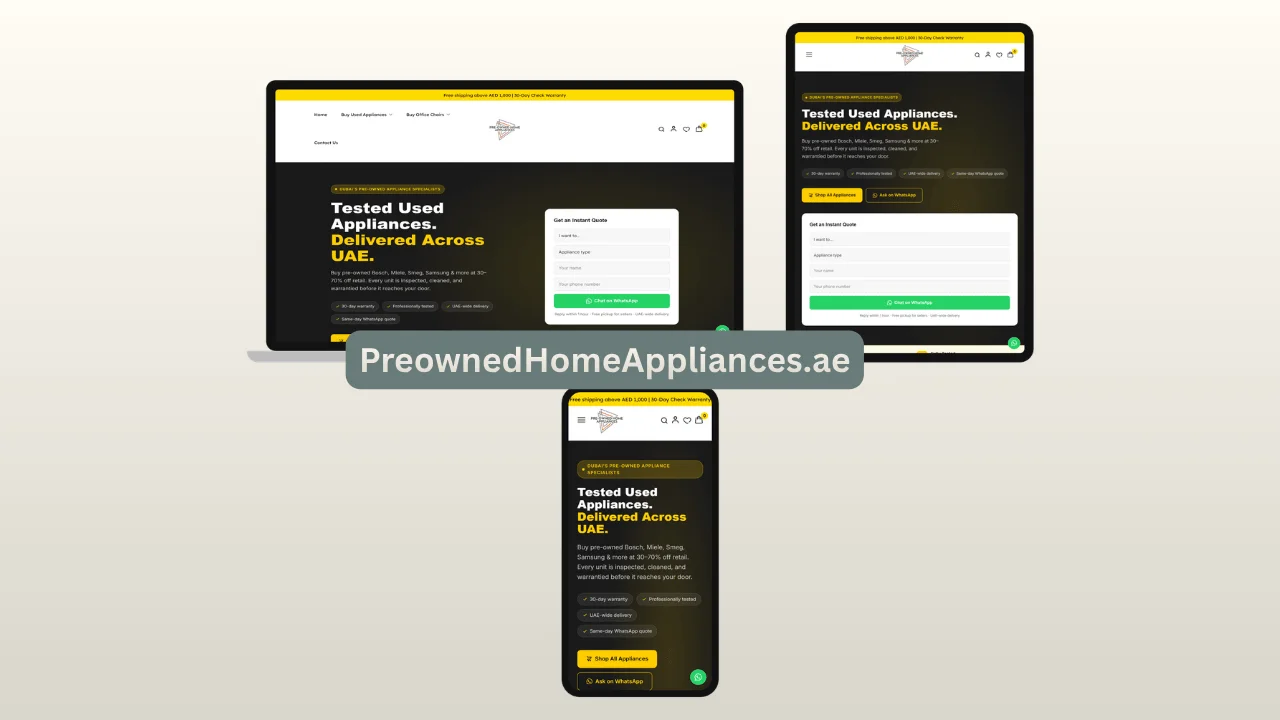 Pre-owned Home Appliances WordPress Design Development and SEO