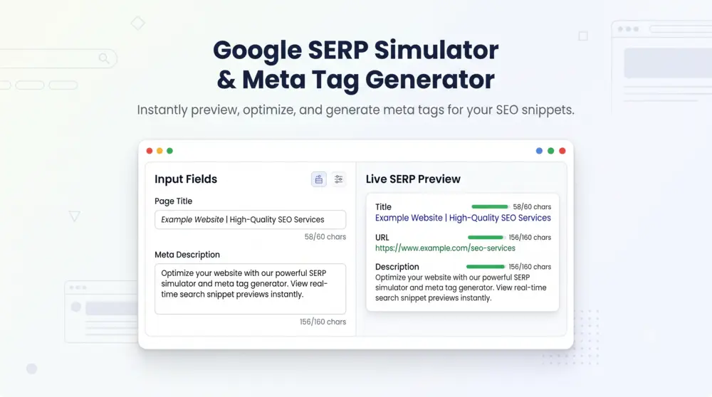 Google SERP Simulator & Meta Tag Generator 1 SERP Simulator & Meta Tag Generator